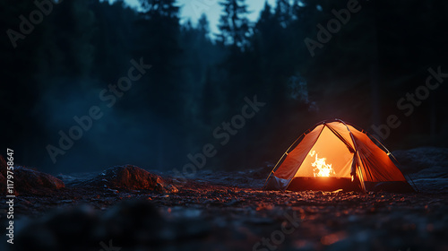 Inside the tent looks like it's on fire photo