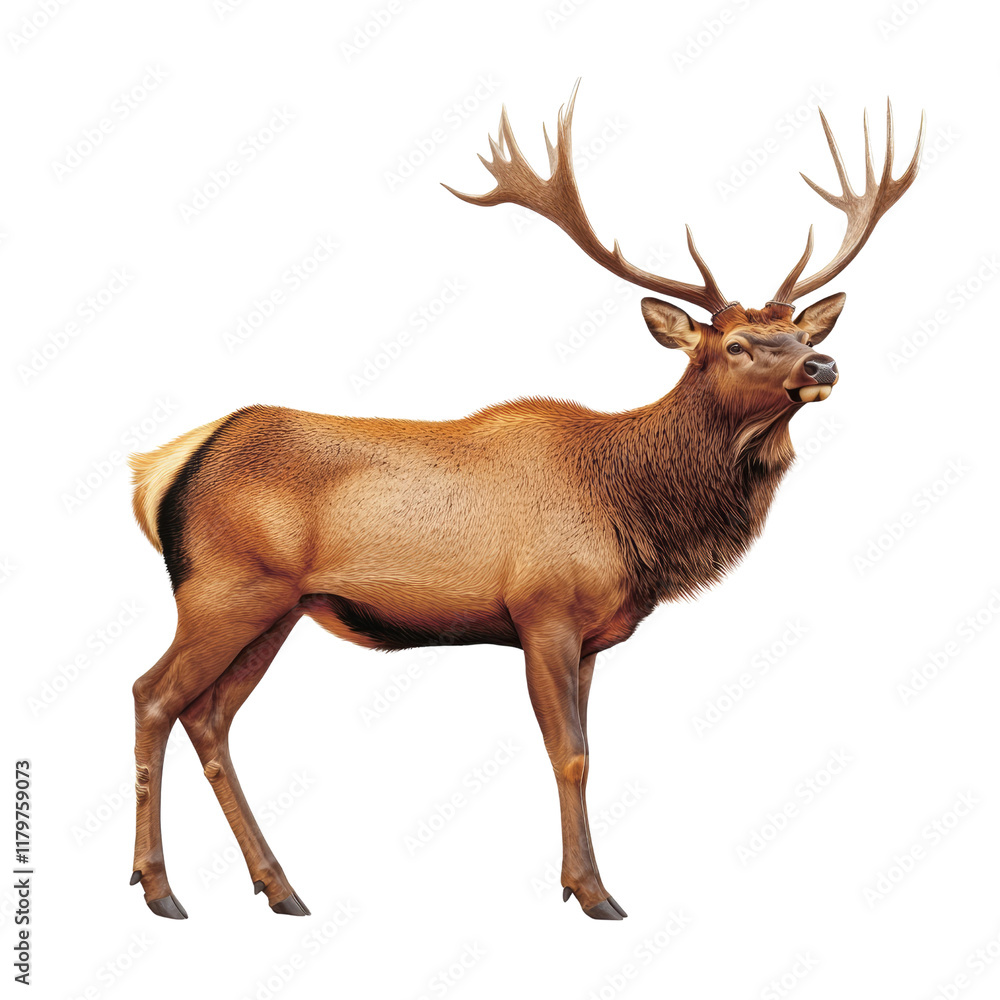 Fototapeta premium Majestic Elk Standing Proudly in Natural Habitat Showcasing Its Imposing Antlers and Graceful Form