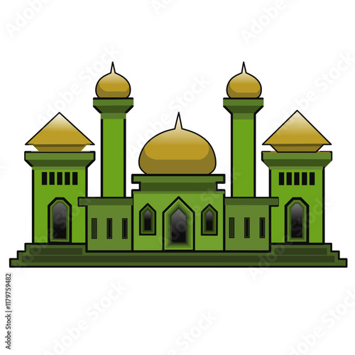 Islamic mosque vector design illustration with Ramadan, Isra Mi'raj, Eid al-Fitr and Eid al-Adha themes. Ramadan Mosque Silhouette Vector, Mosque Graphic Design Template Vector, Masjid Clipart logo