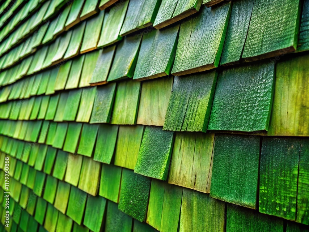 Lush Green Wall Shingle Texture Background - Nature Inspired Design