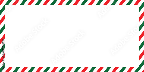 Christmas border frame. Candy cane rectangle frame. Merry Christmas card elements for decoration