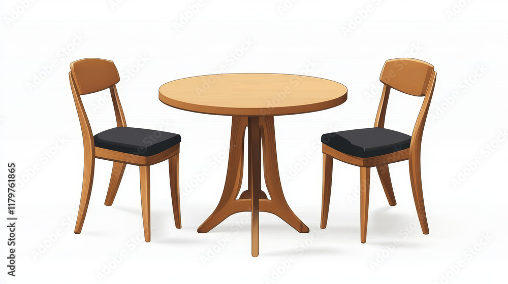 3D table and chairs isolated on white background. Vector realistic illustration of plastic or metal furniture mockup for trade fair booth, restaurant, home kitchen or dining room, clean tabletop 3D table and chairs isolated on white background. Vector realistic illustration of plastic or metal furniture mockup for trade fair booth, restaurant, home kitchen or dining room, clean tabletop