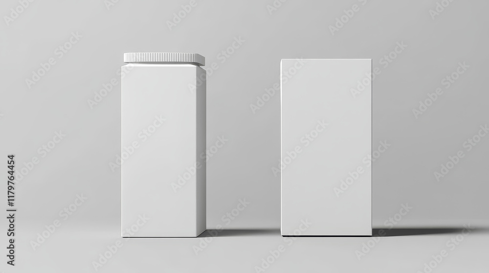Milk or juice package mockup, white carton box, blank pack with screw lid front and side view. Container for liquid production, isolated packing object, Realistic 3d vector illustration, mock up Milk or juice package mockup, white carton box, blank pack with screw lid front and side view. Container for liquid production, isolated packing object, Realistic 3d vector illustration, mock up