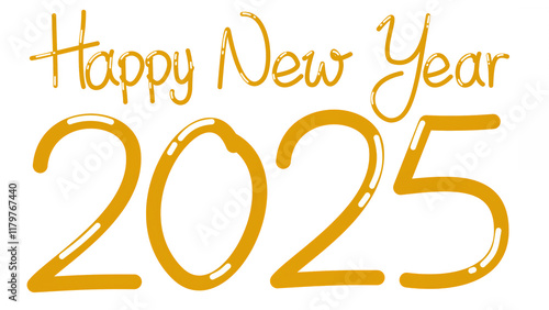 2025 Golden Abstract Design on Transparent Background