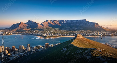 A flattopped mountain offering panoramic views of Cape Town photo