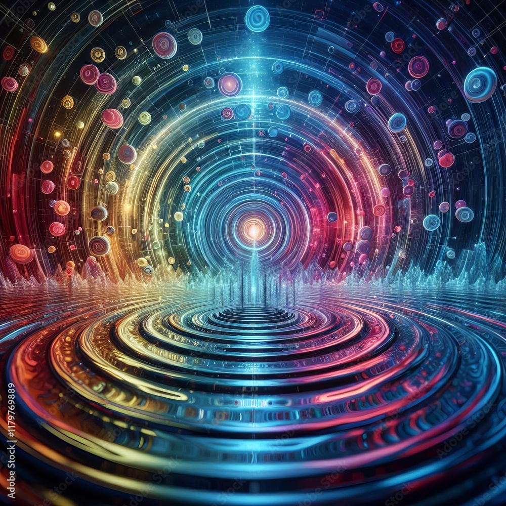 Fototapeta premium Water Ripples Notes create concentric ripples in a virtual pond