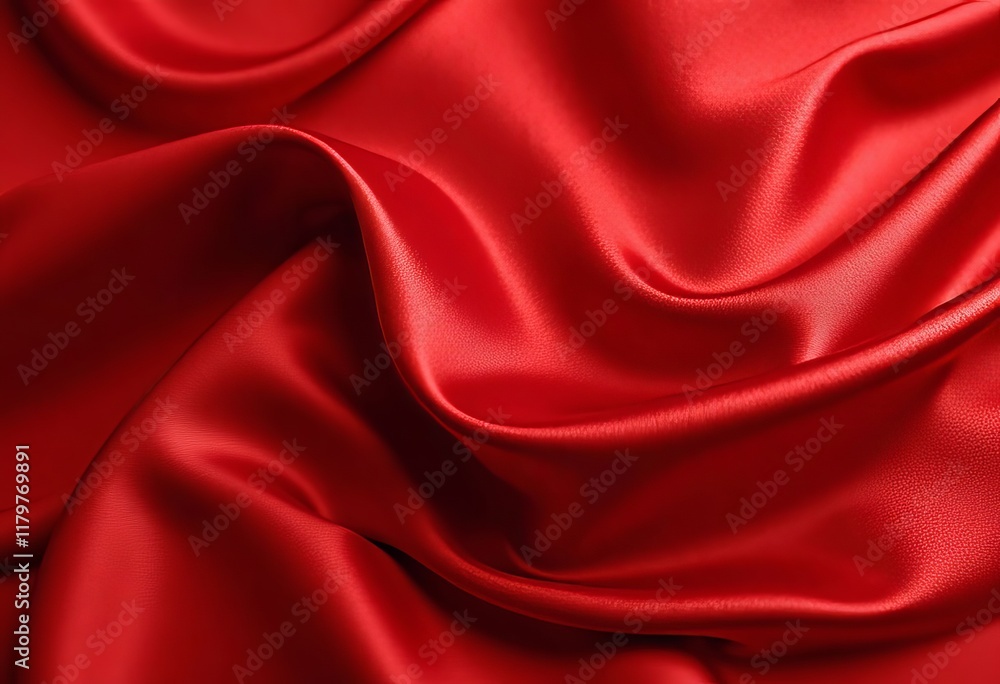 Red satin fabric with flowing folds Red satin fabric with flowing folds