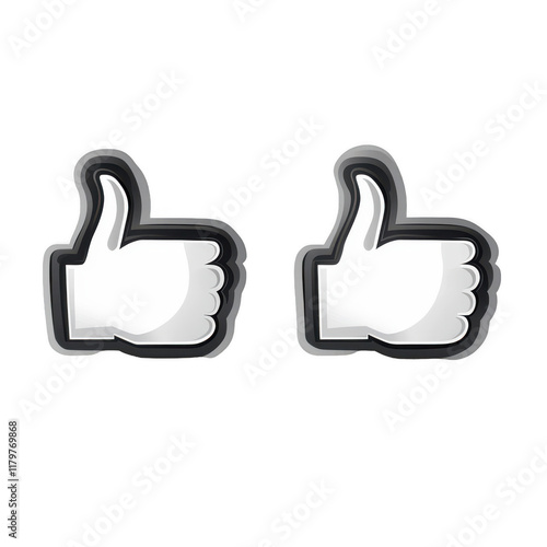 Like and unlike button. Thumbs up and down icons for user feedback. PNG transparent background. photo