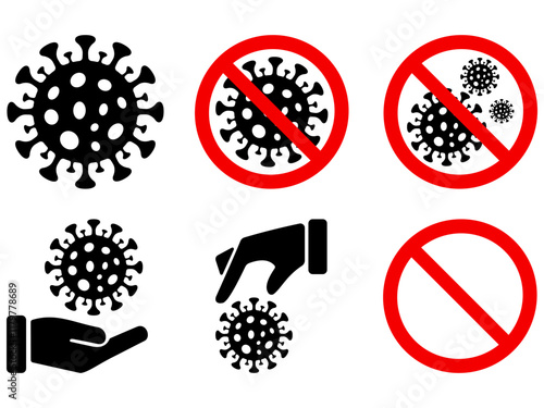 Simple virus drawing icon set, can be used as illustration for ncov coronavirus covid 19 Virus stop sign. Vector