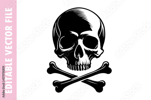 jolly roger skull, skull vector silhouette illustration