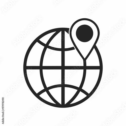 Globe and Location Icon Illustration. photo