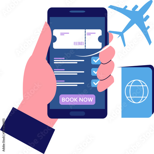 Mobile Flight Booking Illustration