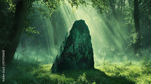 Mystical Forest Stone - Sunlit Path of Wonder photo