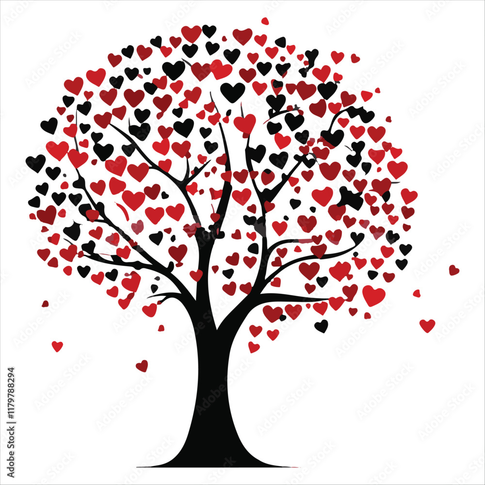 Fototapeta premium Valentine tree Vector with hearts