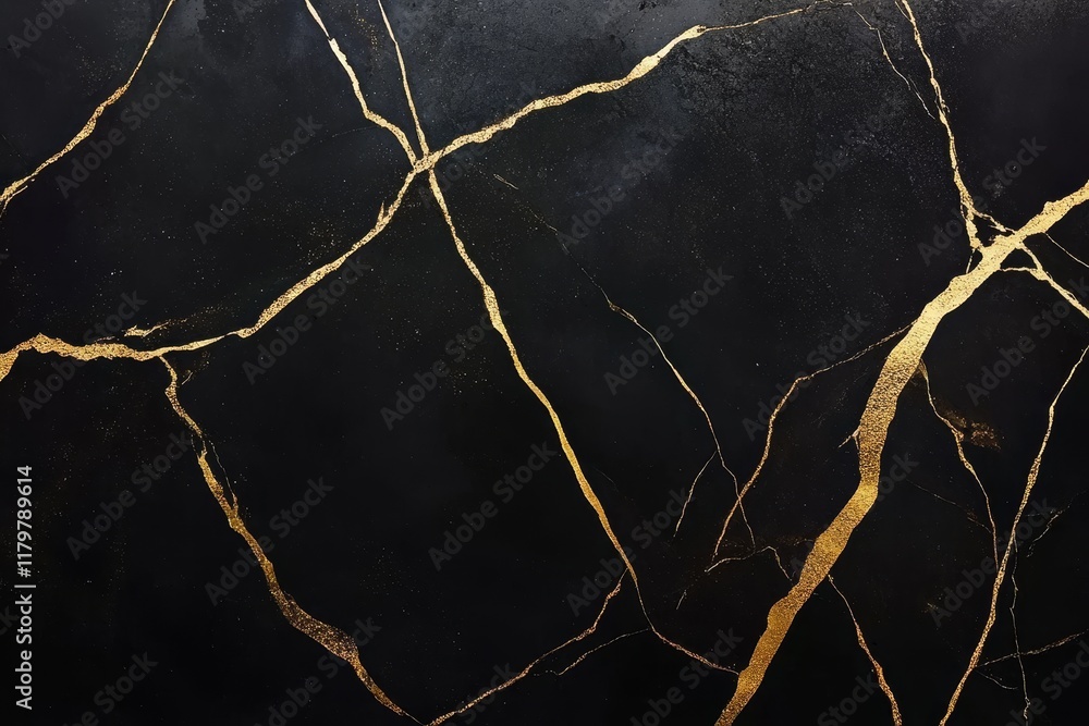 Elegant Black Marble Background with Striking Gold Veins Perfect for Luxury Designs, Sophisticated Interiors, and Artistic Projects