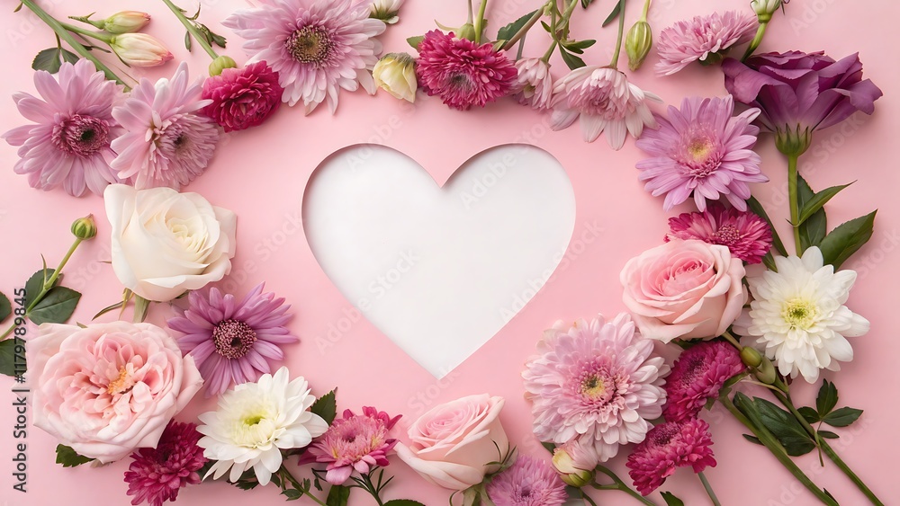 Valentine's Day: Heart Shape with Flower Frame Valentine's Day: Heart Shape with Flower Frame
