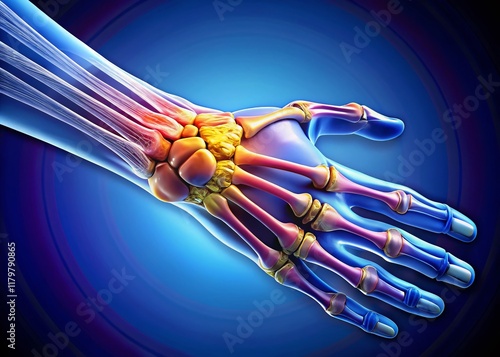 Macro Detailed Anatomy of Human Wrist Bones, Medical Illustration photo