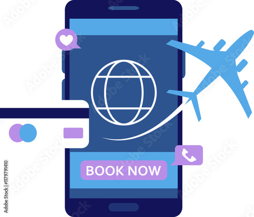 Mobile Flight Booking Illustration