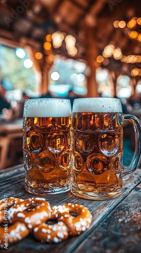 German Beer Garden Delight with Pretzels photo