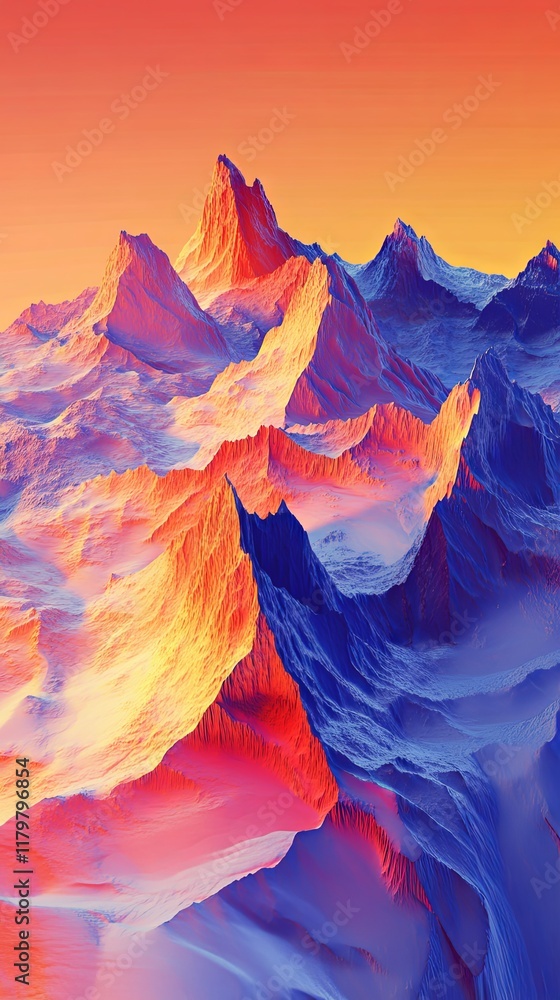 Obraz premium Colorful Mountain Landscape Digital Art