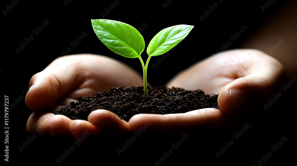 A Seedling in Hands: Symbol of Growth, Nature, and Environmental Conservation A Seedling in Hands: Symbol of Growth, Nature, and Environmental Conservation