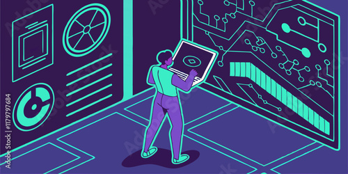 a futuristic high tech background in vibrant neon