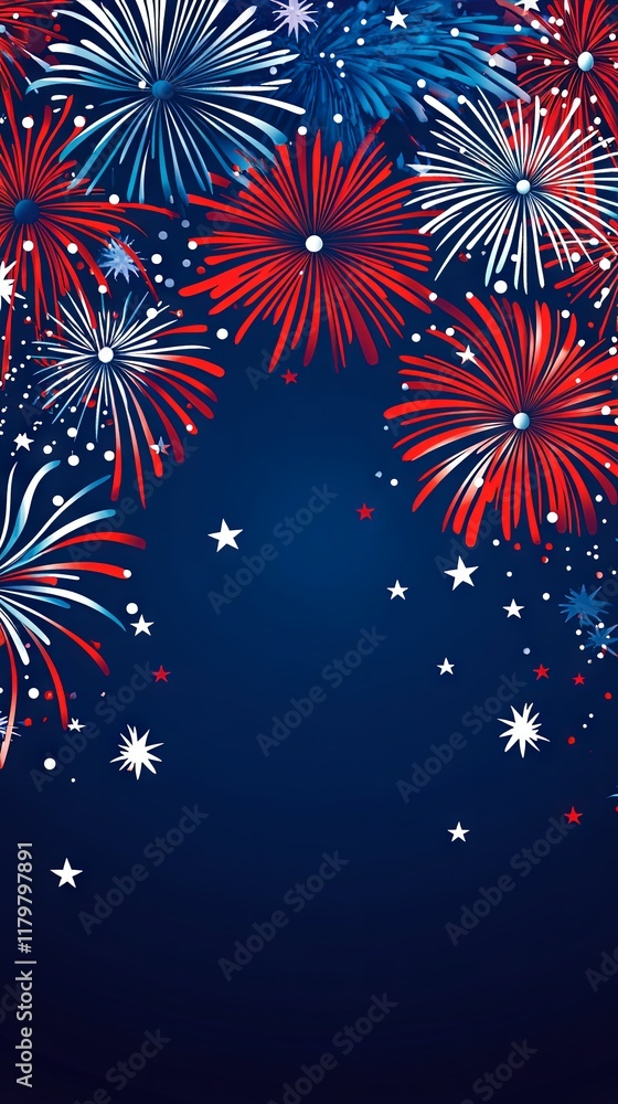 Naklejka premium Vibrant Fireworks Celebration Background Design