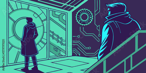 a futuristic high tech background in vibrant neon