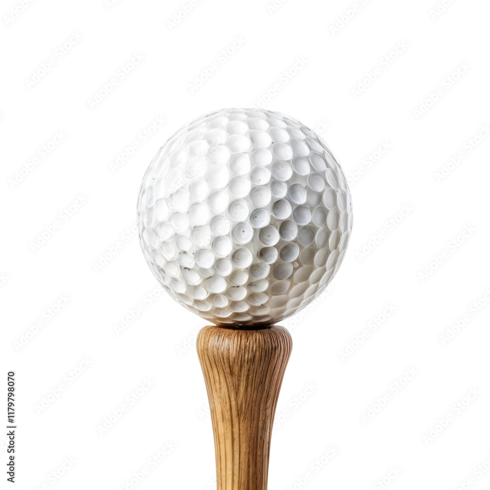 Golf Ball on Tee:  A pristine white golf ball sits atop a wooden tee, ready to be struck. This image evokes a sense of anticipation and focus.