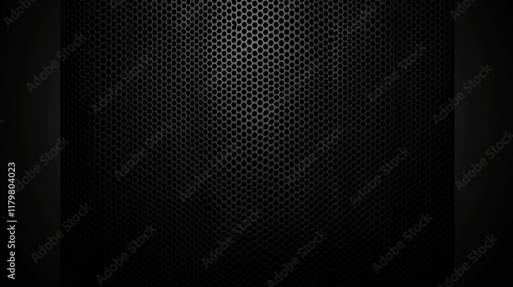 Abstract dark black geometric hexagonal mesh material header. Perforated black metallic background, Abstract dark black geometric hexagonal mesh material header. Perforated black metallic background,