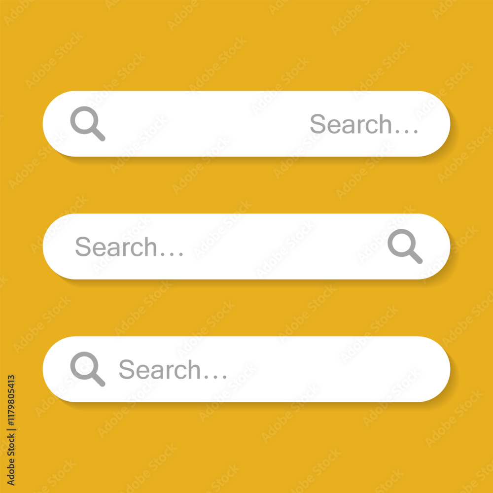 Set Search bar. Text field and search button. Web ui design element Set Search bar. Text field and search button. Web ui design element