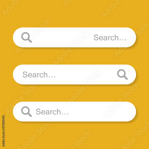 Set Search bar. Text field and search button. Web ui design element