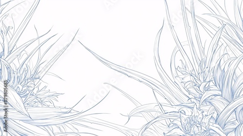 Wallpaper Mural depiction of aloe vera plant with elegant long leaves, delicate flower stalks emerging from the center, isolated on a pure white background. [Aloe Vera]:[isolate on white background]  Torontodigital.ca