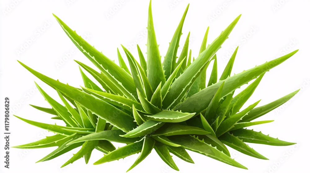 Fototapeta premium hand-painted illustration of aloe vera in its natural state, with a soft green color palette and intricate details, isolated against a white background. [Aloe Vera]:[isolate on white background] 