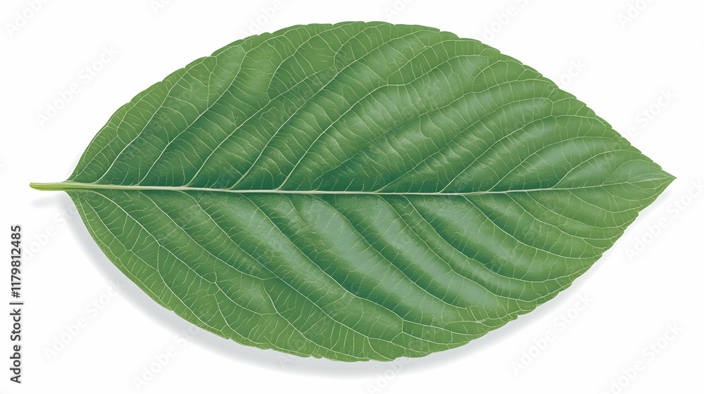 Obraz premium Green leaf on white background