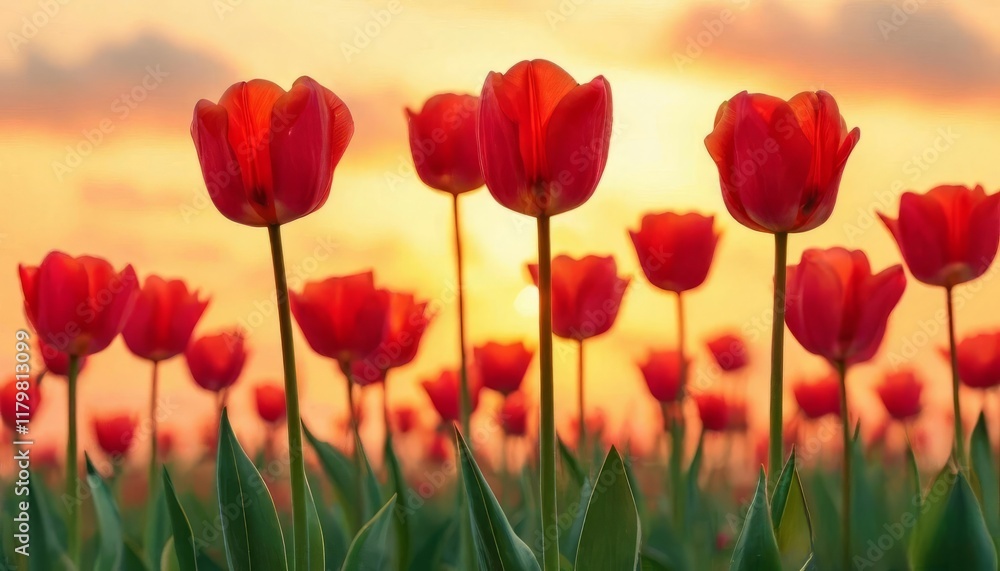 tulips , set against a fiery orange background tulips , set against a fiery orange background