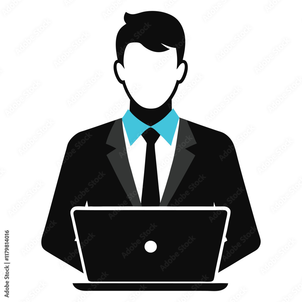 a businessman working on a laptop silhouette a businessman working on a laptop silhouette
