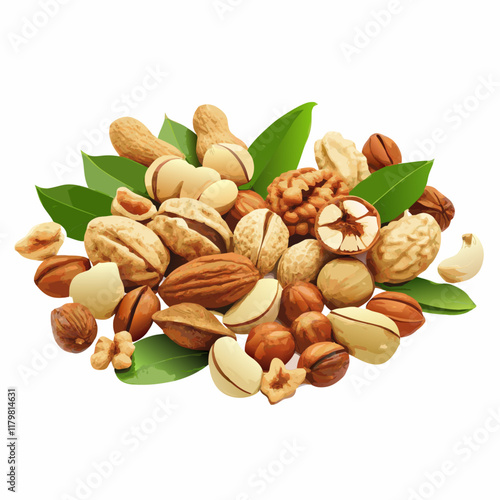 Nuts walnut peanuts and almond seeds vector illustration (1)