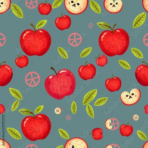 apple seamless patern. Seamless patern with Apple fruit for textile,fabric,wrapping paper,and any print.