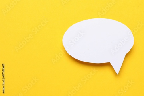 Blank speech bubble on yellow background. Space for text
