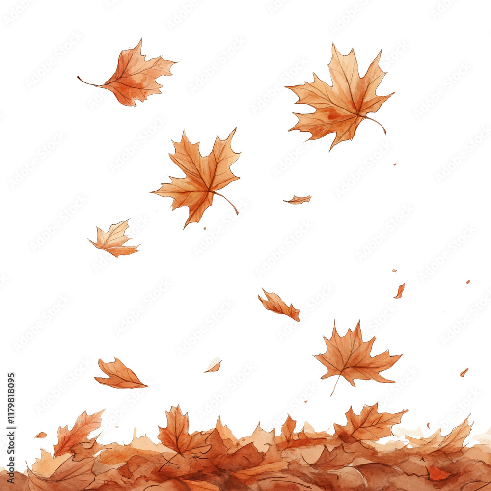 Fototapeta premium Autumn Maple Leaves Falling on Soft White Background