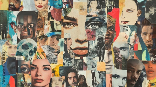 Diverse Portraits Collage of Emotions and Expressions