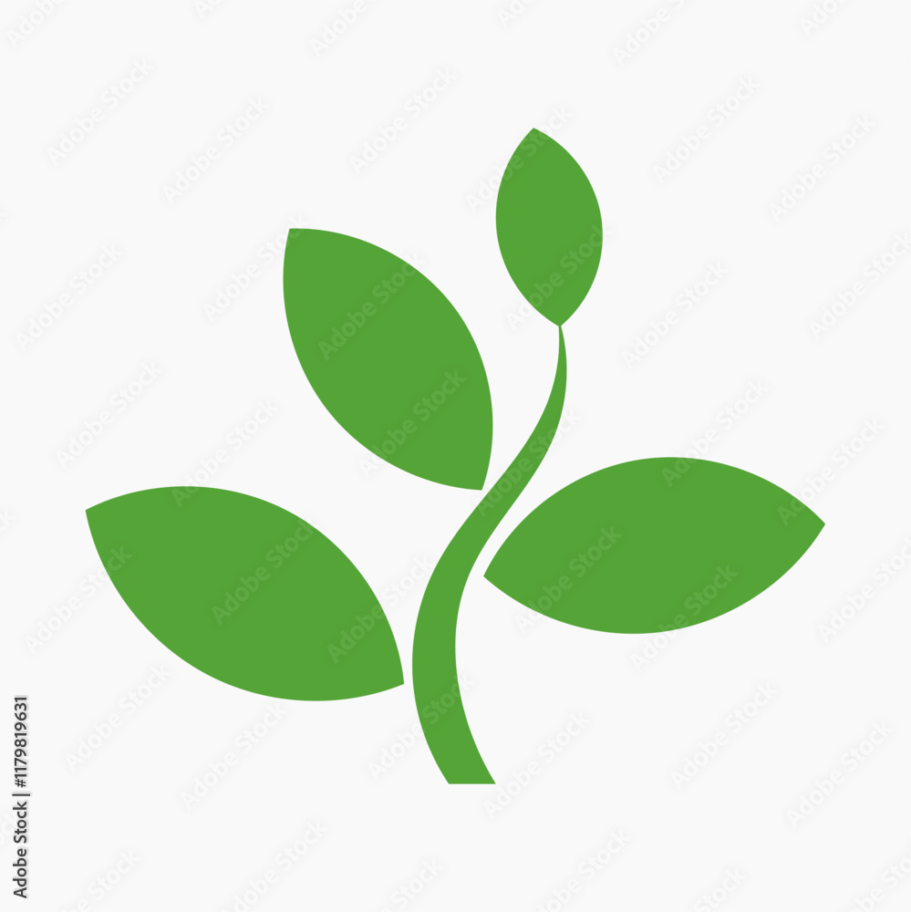 Green plant leaf icon isolated on white background. Vector illustration. Green plant leaf icon isolated on white background. Vector illustration.