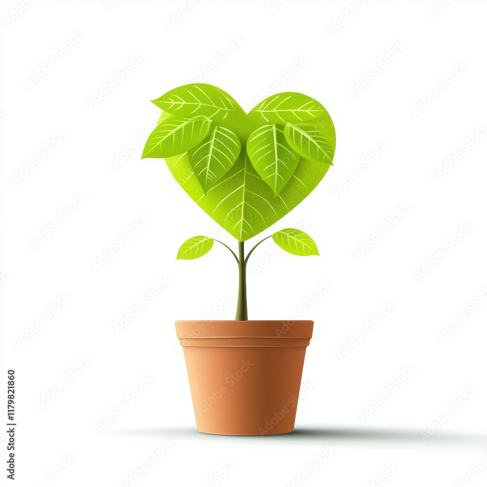heart shaped plant with vibrant green leaves in terracotta pot symbolizes love and nature. This design evokes feelings of growth and harmony. Valentines Concept heart shaped plant with vibrant green leaves in terracotta pot symbolizes love and nature. This design evokes feelings of growth and harmony. Valentines Concept