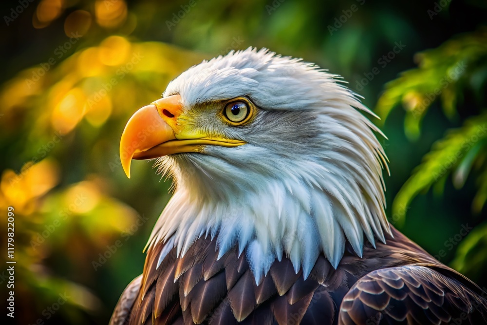 Fototapeta premium Majestic Bald Eagle Profile, Wild Bird of Prey in Natural Habitat, American Symbol
