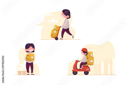 Delivery Service with Medical Masks Vector Illustration photo