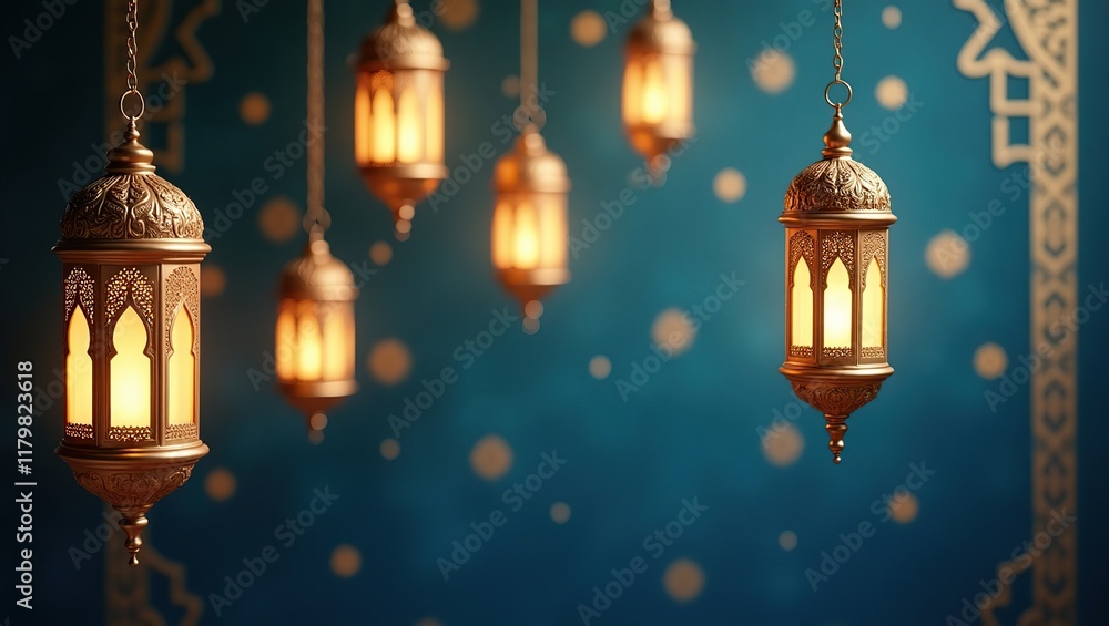 Obraz premium Golden Lanterns Illuminate Festive Ramadan Night
