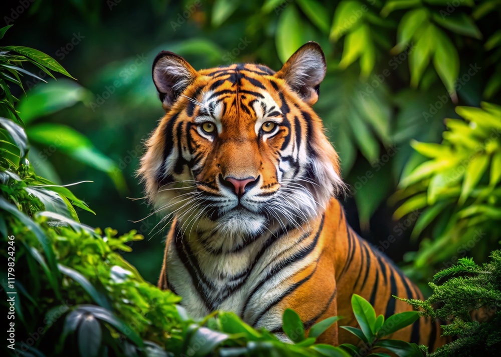 Fototapeta premium Majestic Bengal Tiger Side Profile - Drone Aerial Wildlife Photography