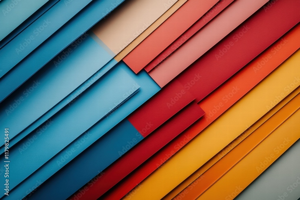 Obraz premium Vibrant Colored Paper Background with Dynamic Angles and Lines