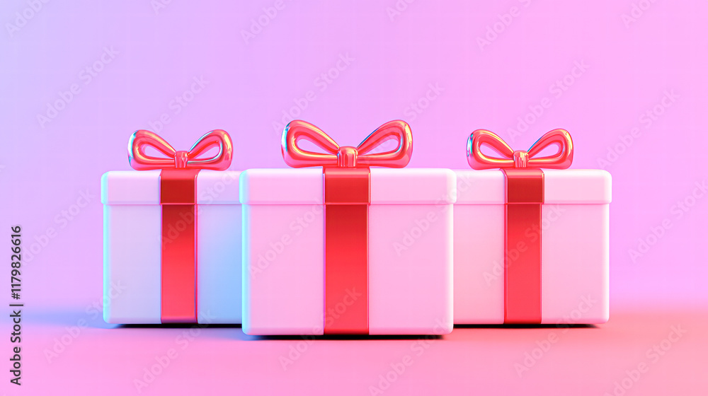 Obraz premium Festive gift boxes display studio 3d render vibrant colors close-up celebration theme
